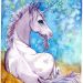 Incanto - Quest'opera raffigura un piccolo puledro unicorno che vive nella via lattea. E' stato realizzato con la tecnica dell'acquerello.