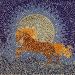 Mosaico - Quest'opera rappresenta un cavallo nel cielo notturno del mare con una luna generosa che lo illumina. E' stato realizzato completamente a mano con la tecnica del mosaico diretto.